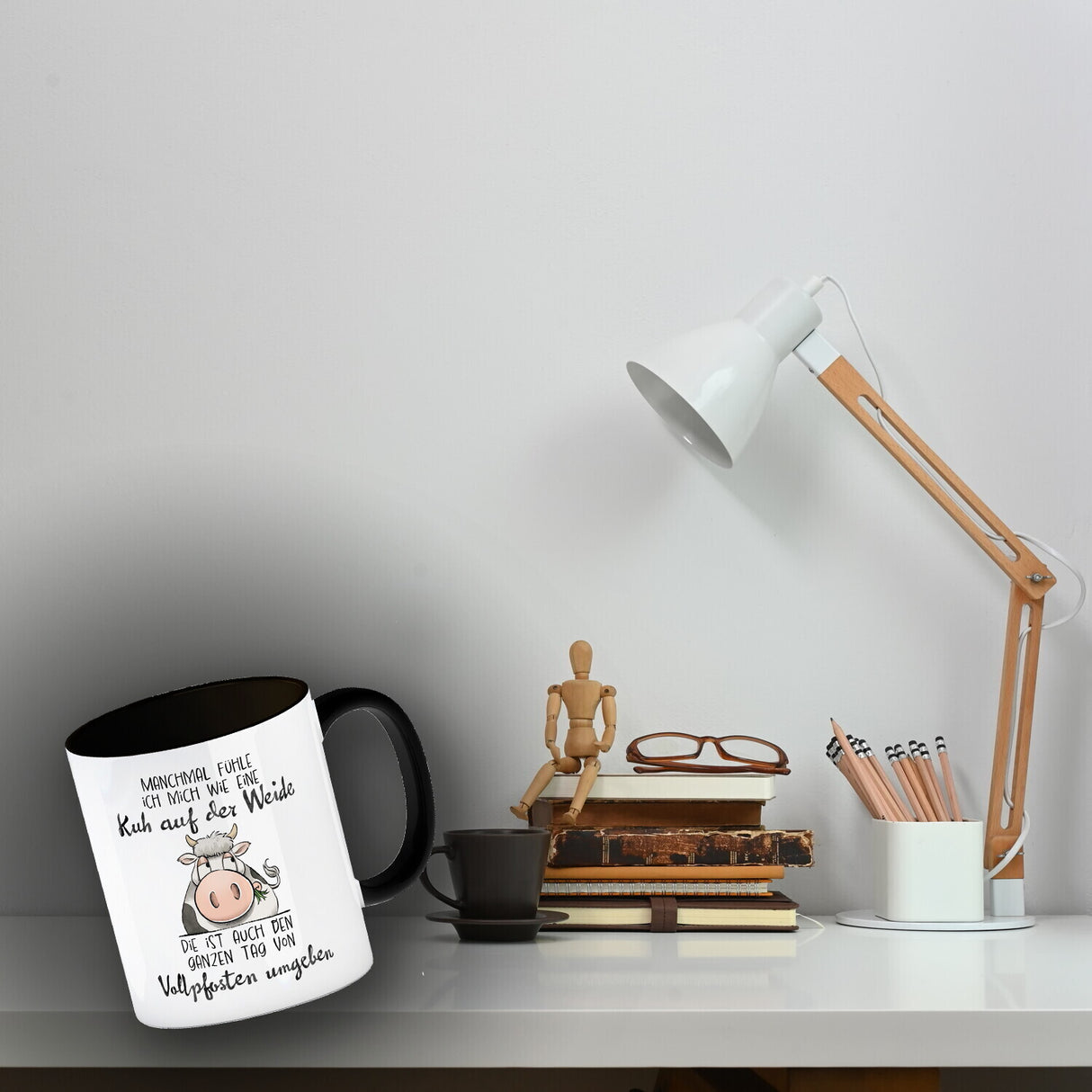 Kuh Kaffeebecher mit Spruch Von Vollpfosten umgeben wie eine Kuh