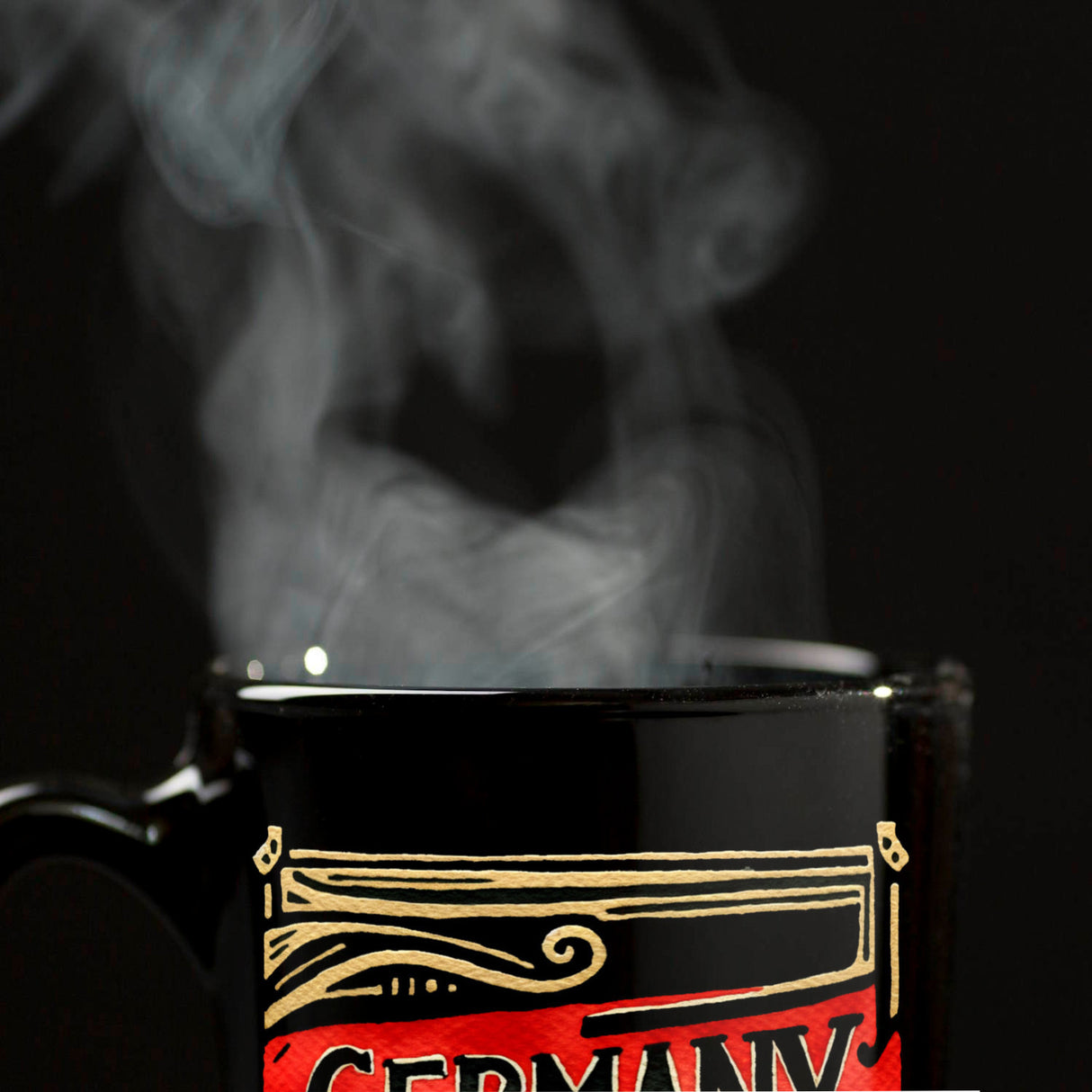 Deutschland Flagge mit Verzierung Tasse in Schwarz mit Spruch Germany