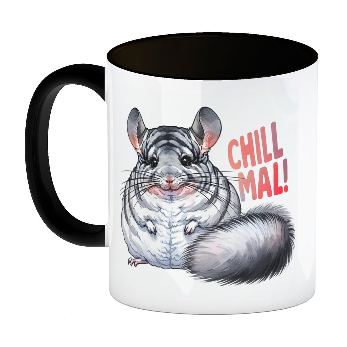 Pummeliges Chinchilla Kaffeebecher mit Spruch Chill mal