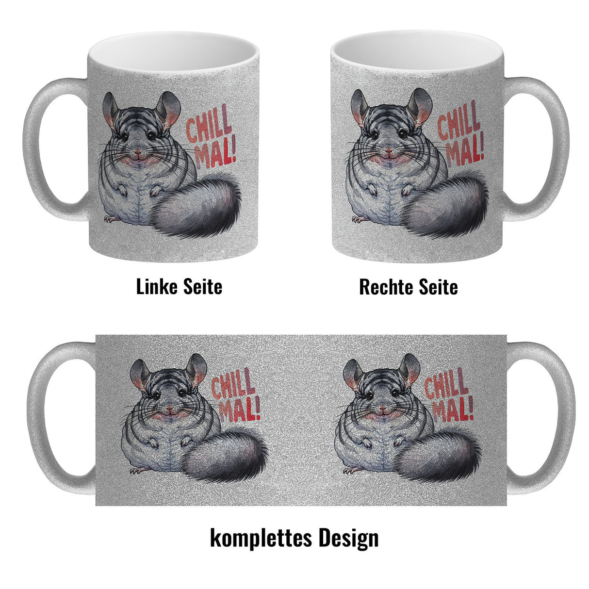 Pummeliges Chinchilla Kaffeebecher mit Spruch Chill mal