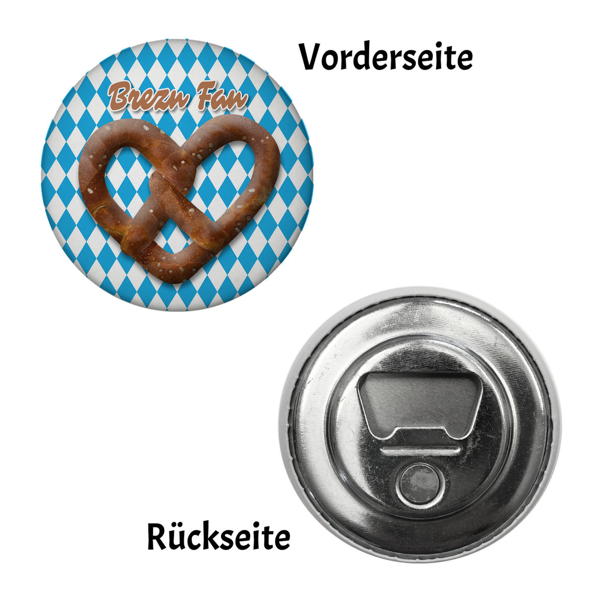 Brezelherz Bayernflagge Magnet rund mit Spruch Brezn Fan