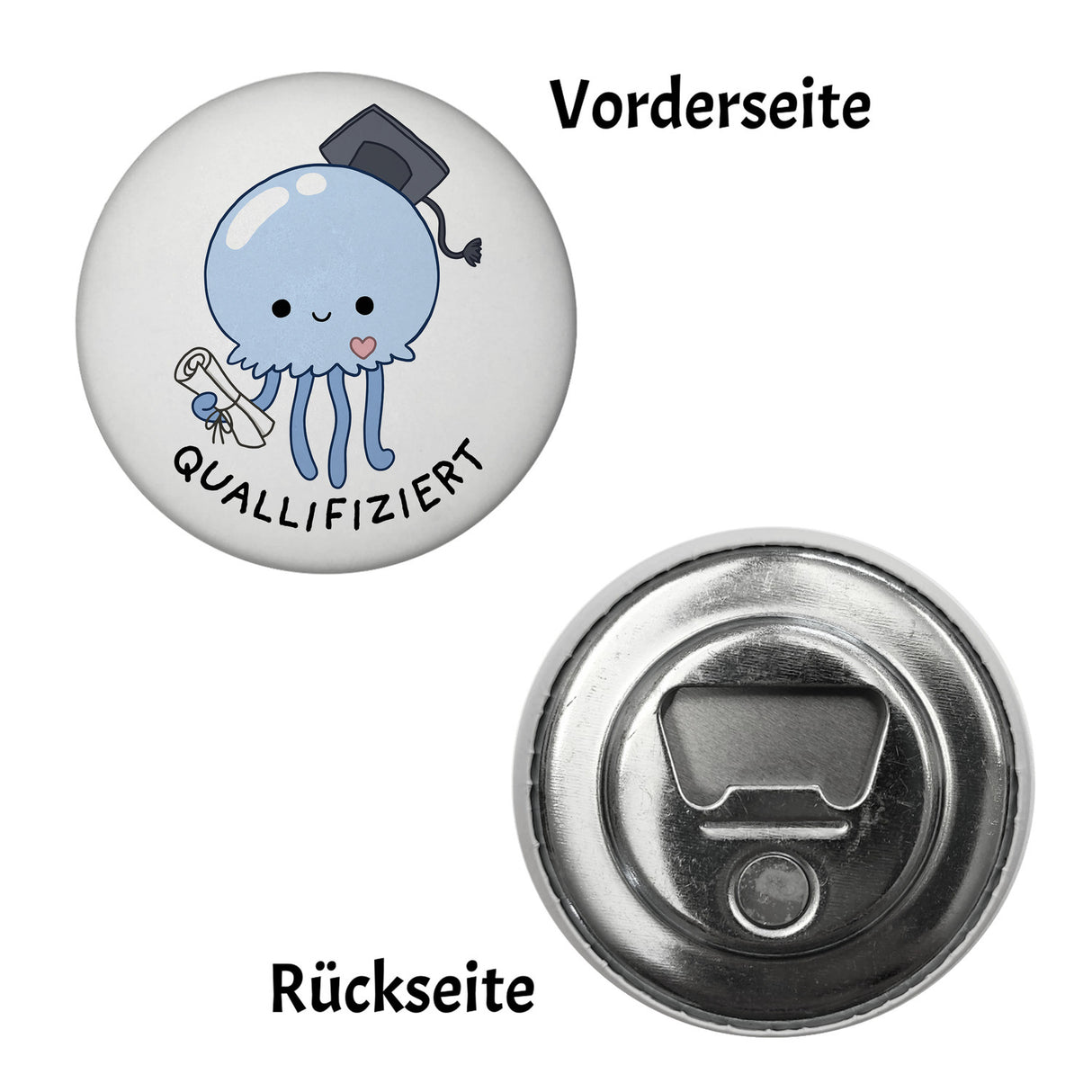 Jelly & Friends Qualle Magnet rund mit Spruch Quallifiziert