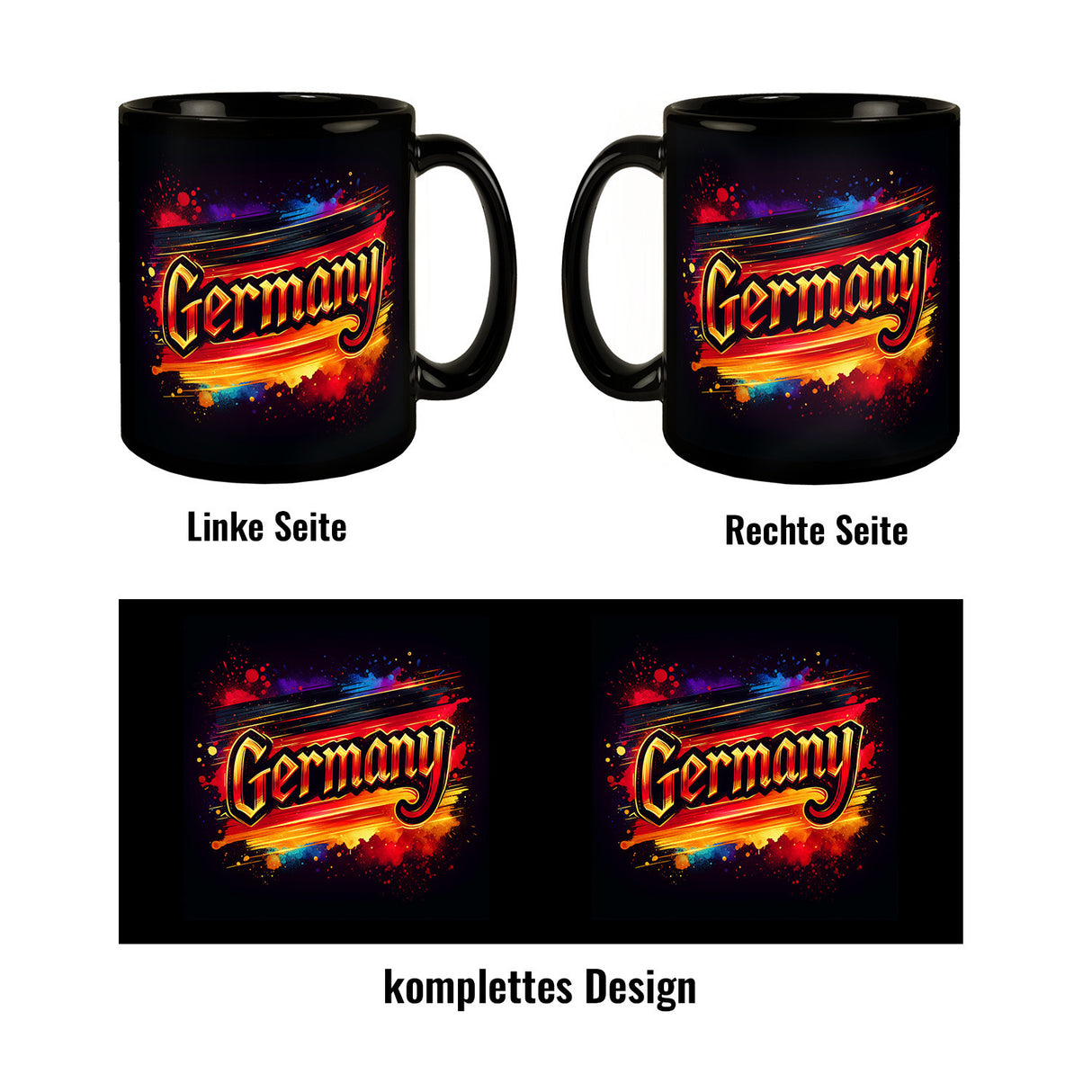 Germany Deutschlandflagge Tasse in Schwarz