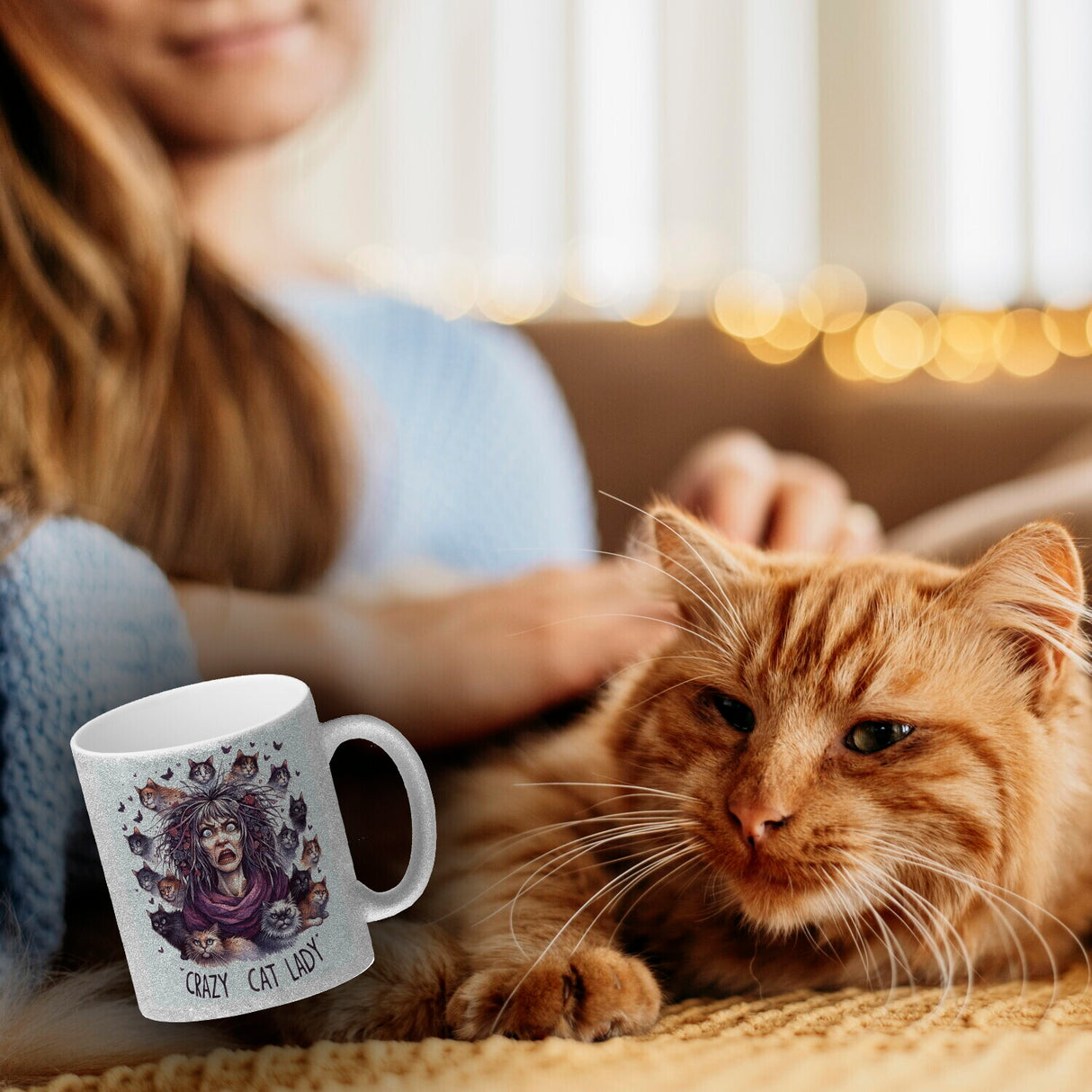 Katzenfrau Kaffeebecher mit Spruch Crazy Cat Lady