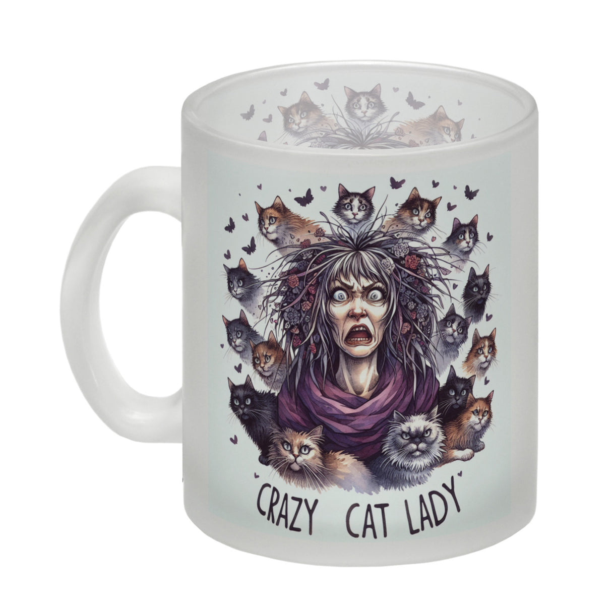 Katzenfrau Kaffeebecher mit Spruch Crazy Cat Lady