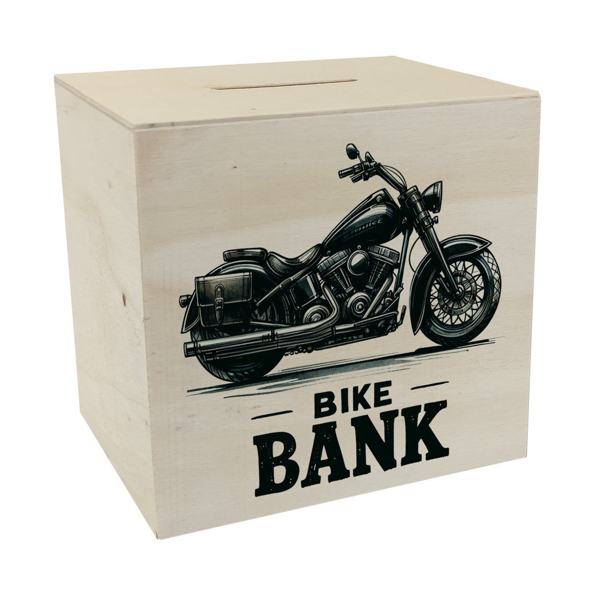 Cruiser Motorrad Spardose mit Spruch Bike Bank