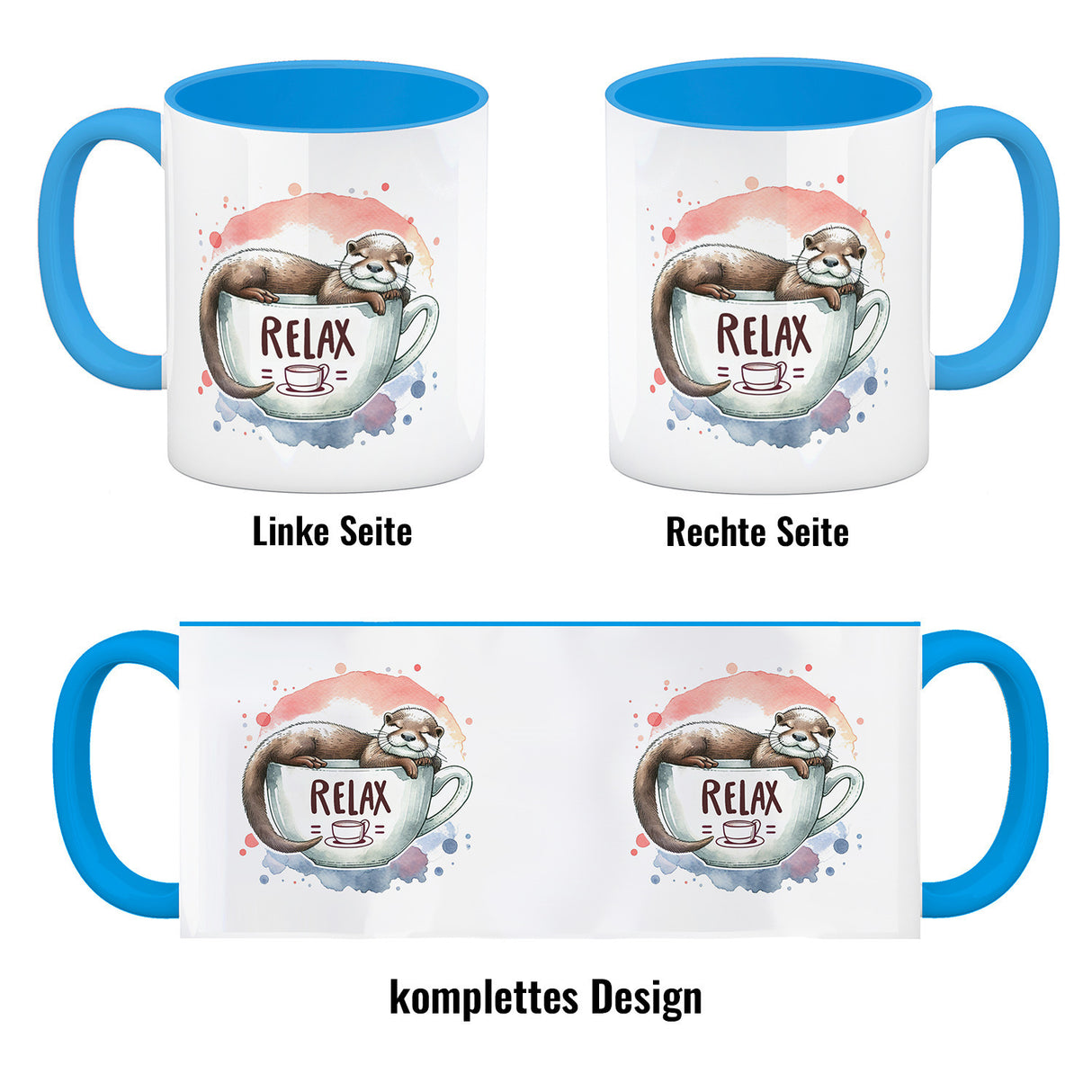 Schlafender Otter Kaffeebecher mit Spruch Relax Tasse
