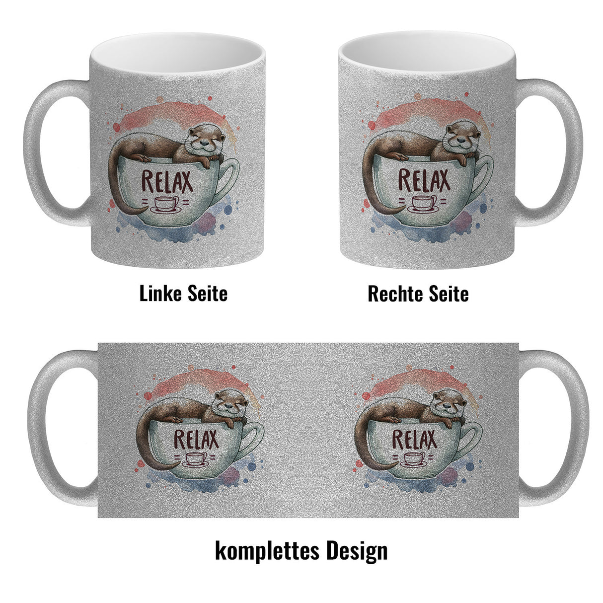 Schlafender Otter Kaffeebecher mit Spruch Relax Tasse