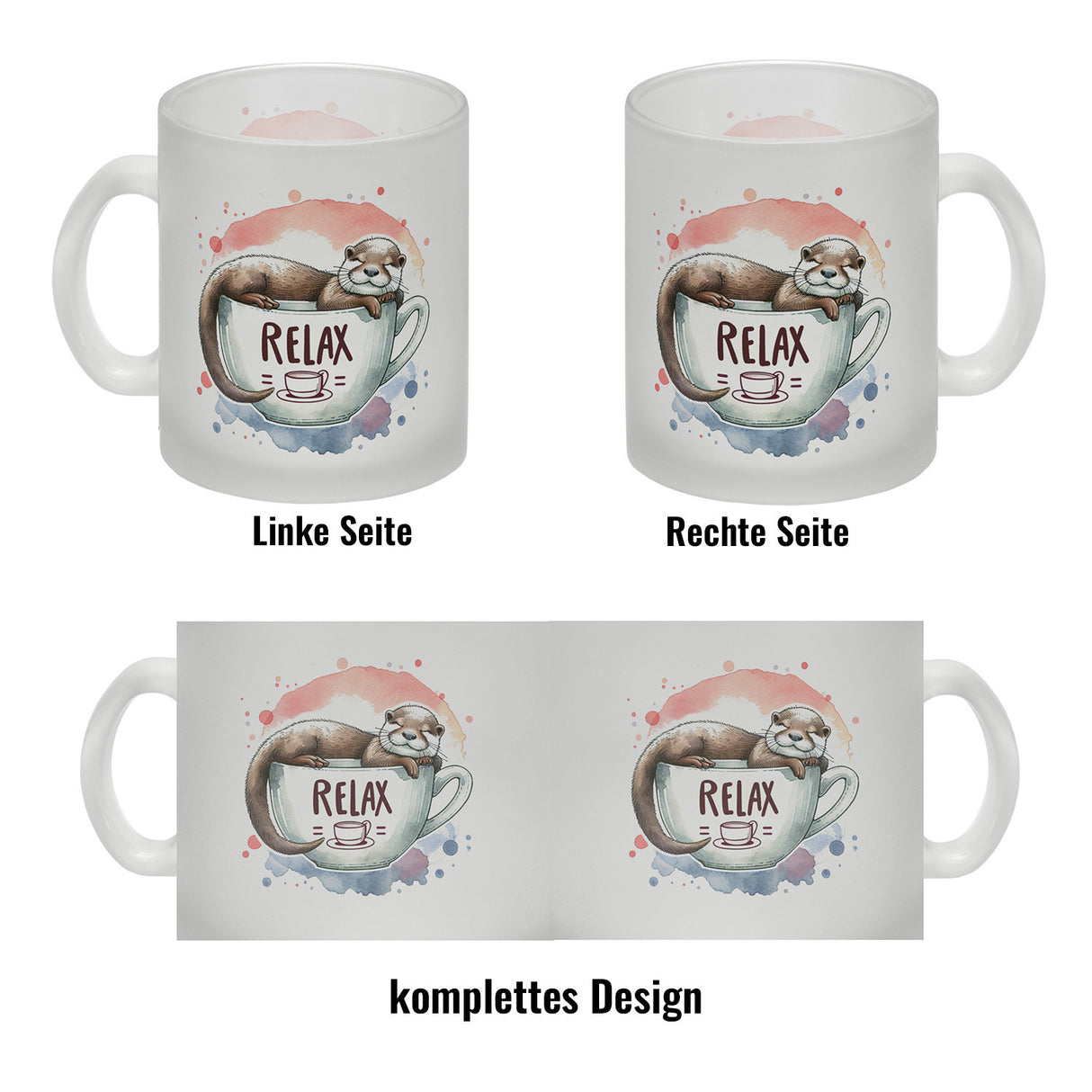 Schlafender Otter Kaffeebecher mit Spruch Relax Tasse