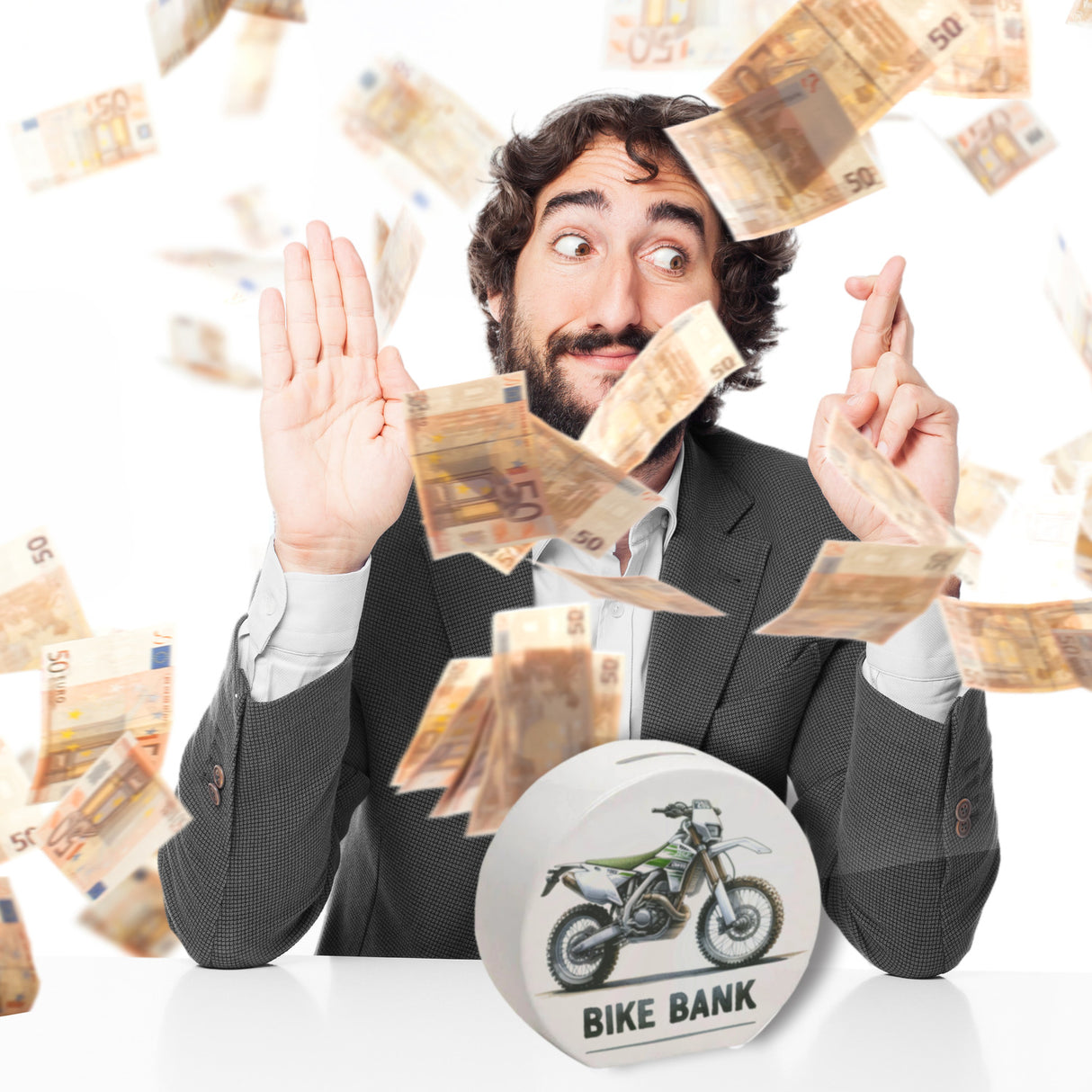 Enduro Motorrad Spardose mit Spruch Bike Bank