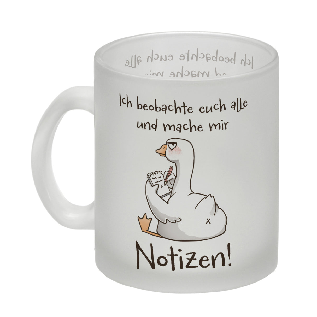 Gilbert die Gans Kaffeebecher mit Spruch Ich mache mir Notizen