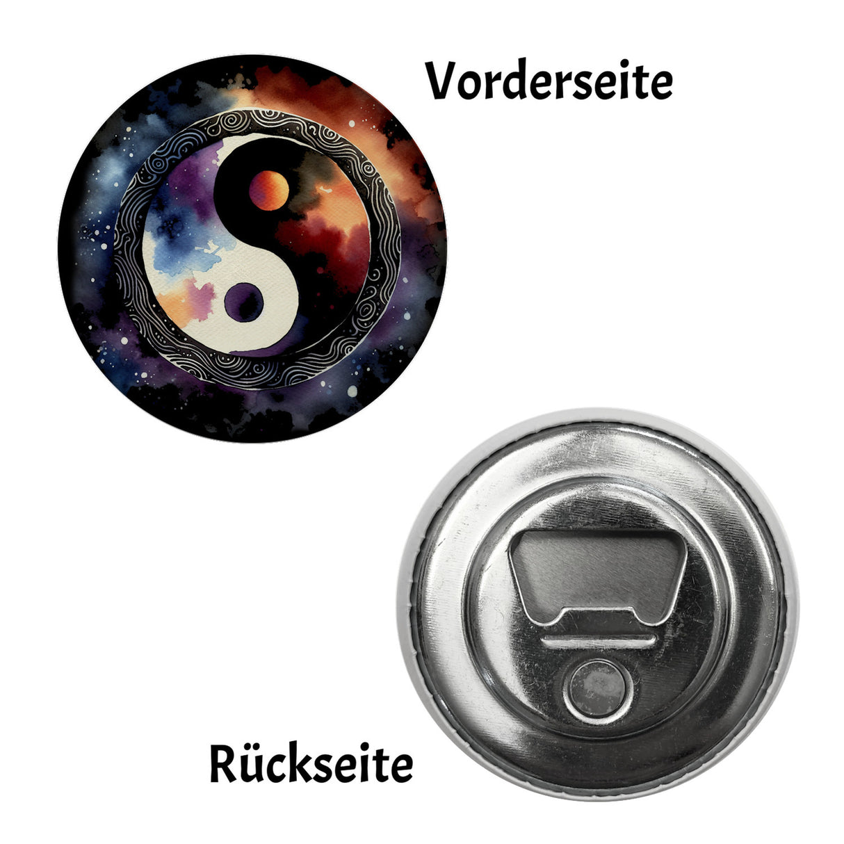 Yin und Yang Aquarell Magnet rund