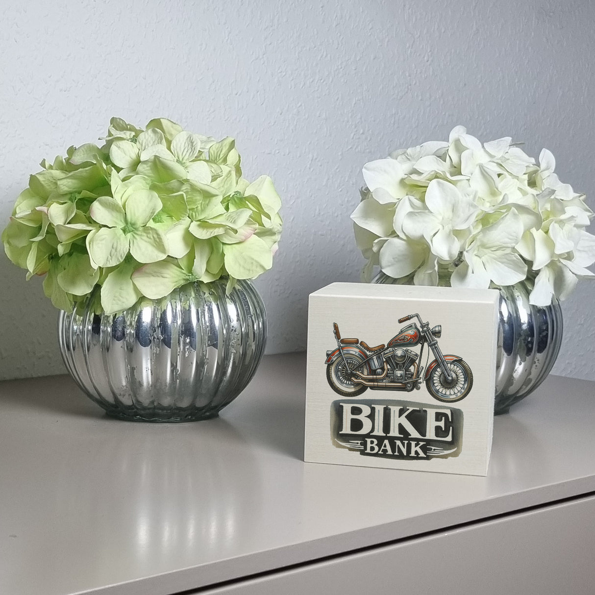 Retro Chopper Motorrad Spardose mit Spruch Bike Bank