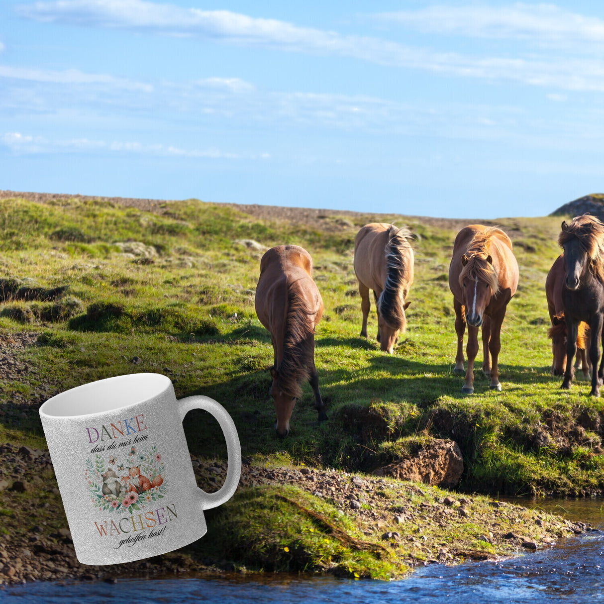 Waldtiere Kaffeebecher mit Spruch Danke für Deine Hilfe beim Wachsen