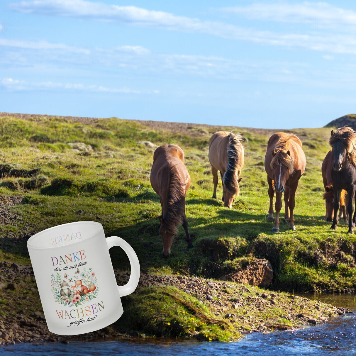 Waldtiere Kaffeebecher mit Spruch Danke für Deine Hilfe beim Wachsen