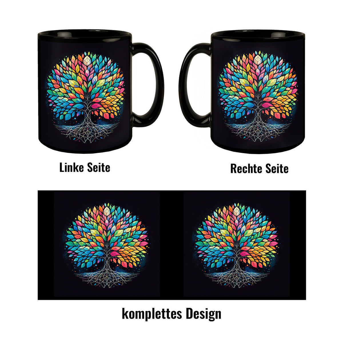 Lebensbaum Tasse in Schwarz