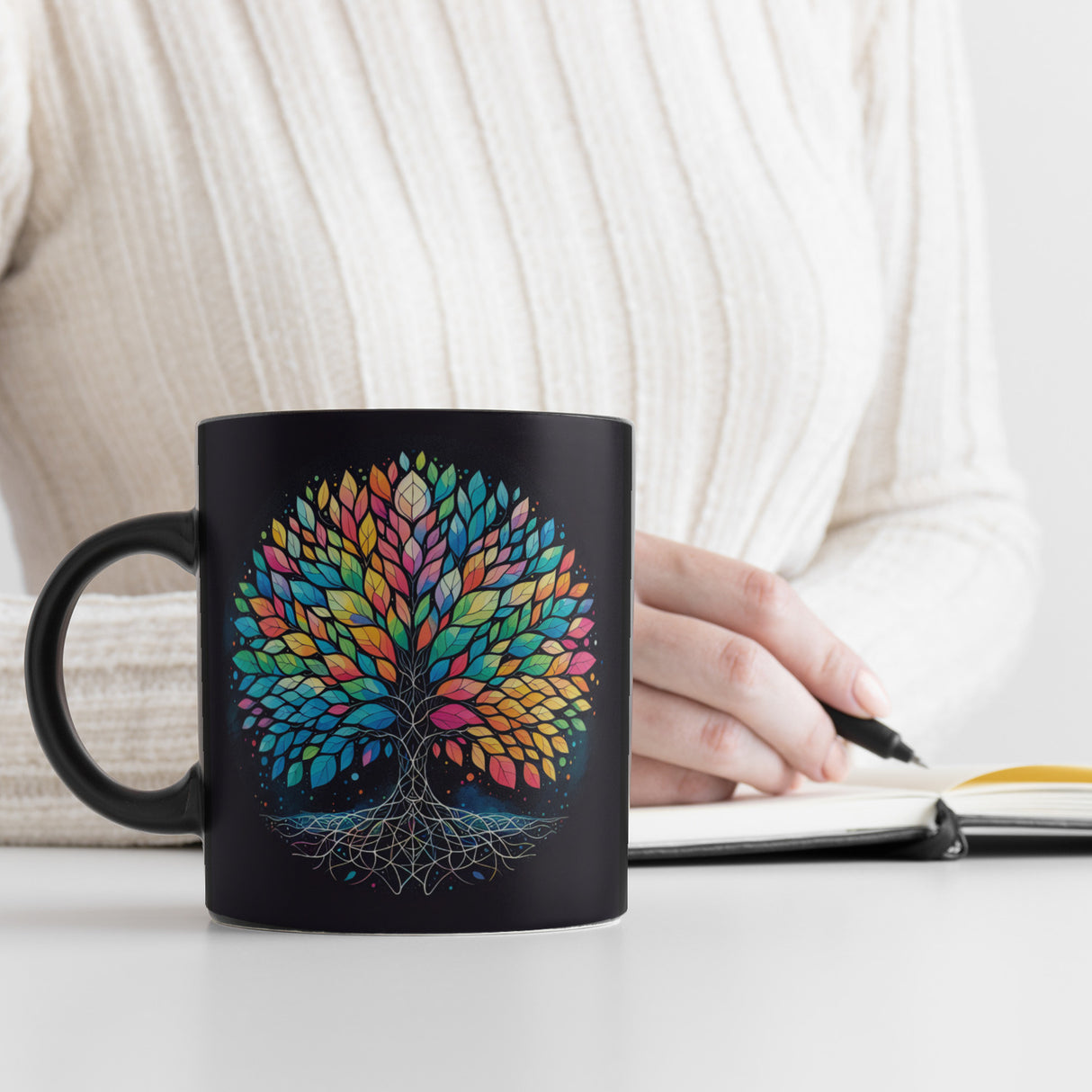 Lebensbaum Tasse in Schwarz