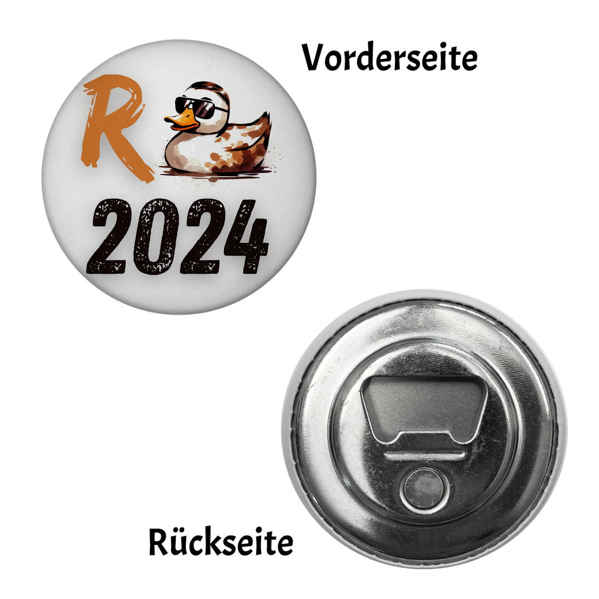 Ente mit Sonnenbrille Magnet rund mit Spruch Rente 2024