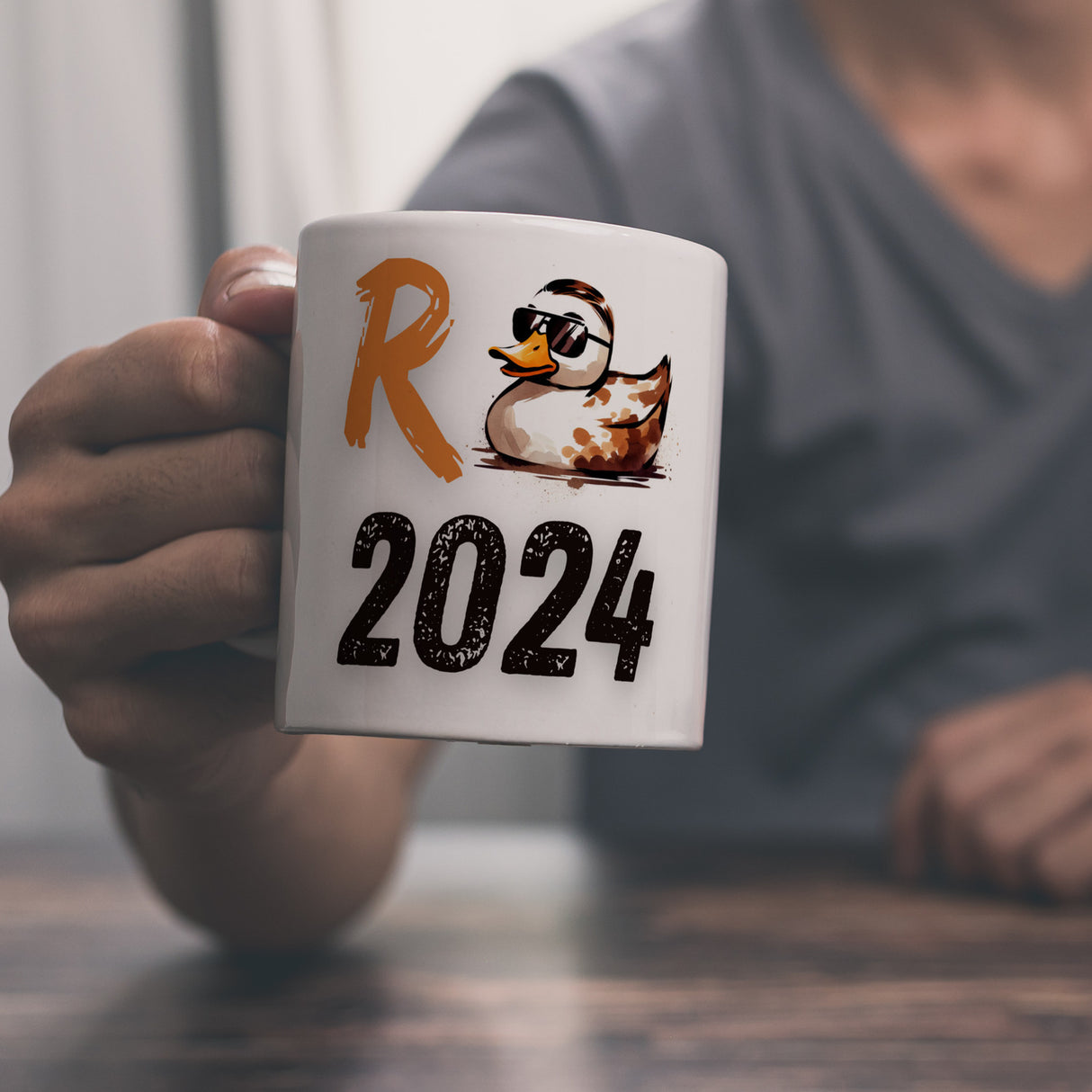 Ente mit Sonnenbrille Kaffeebecher mit Spruch Rente 2024
