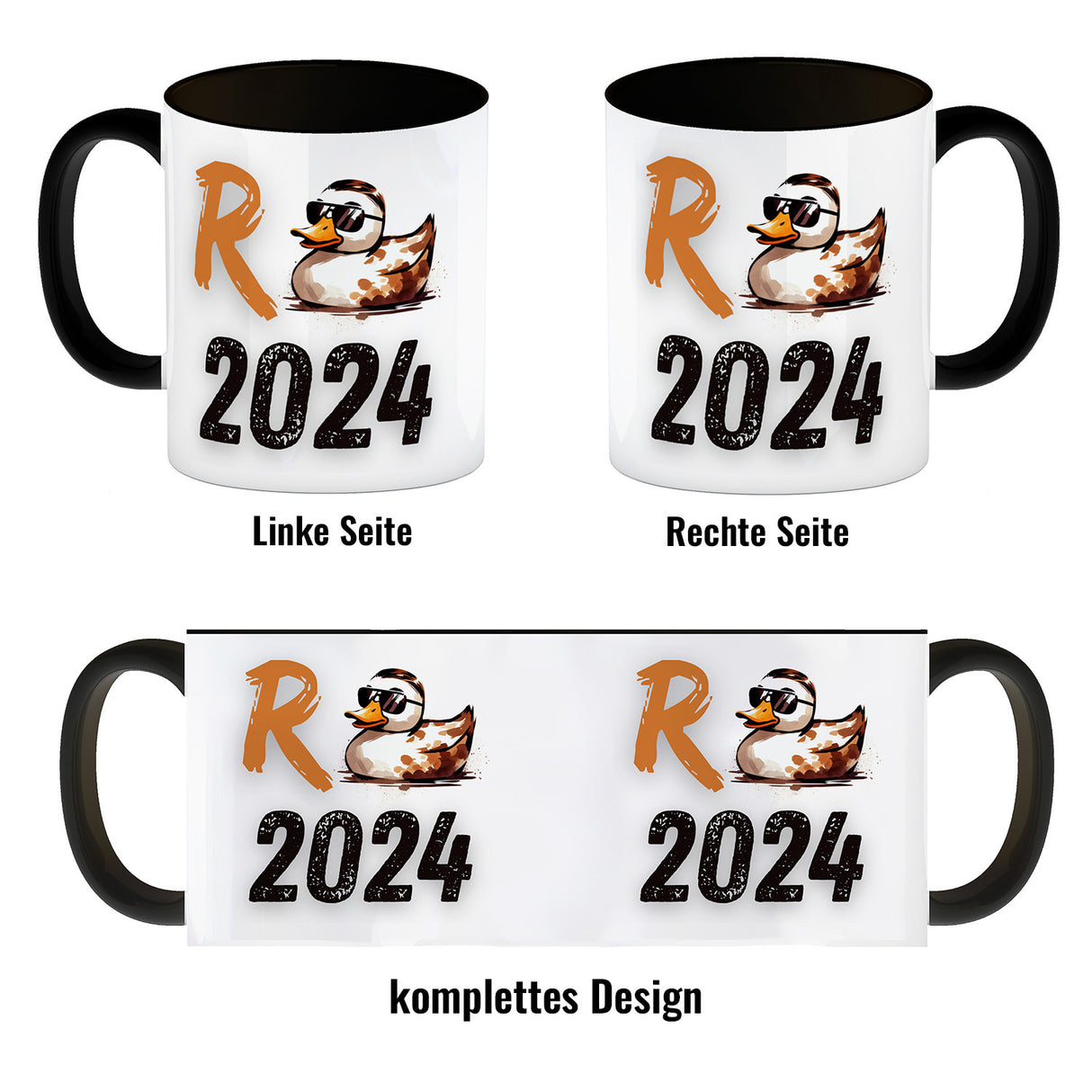 Ente mit Sonnenbrille Kaffeebecher mit Spruch Rente 2024