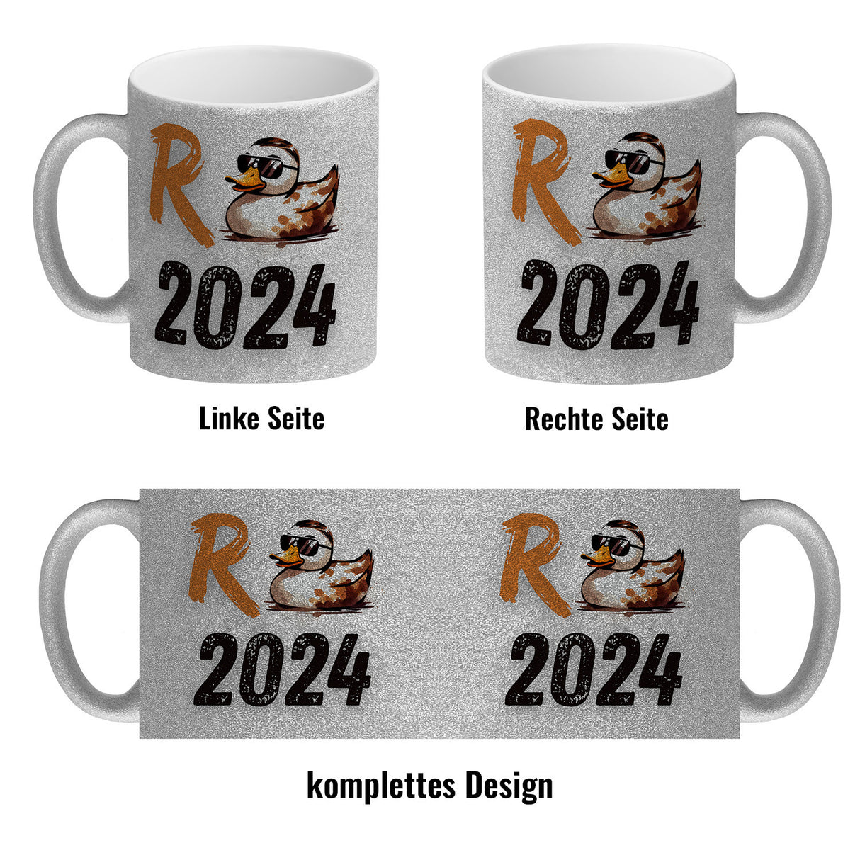 Ente mit Sonnenbrille Kaffeebecher mit Spruch Rente 2024