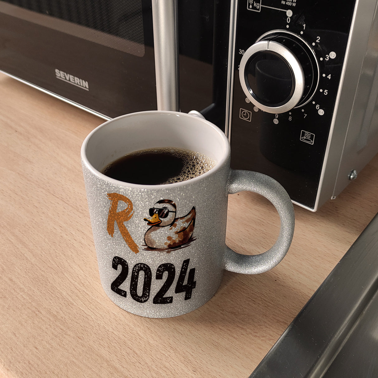 Ente mit Sonnenbrille Kaffeebecher mit Spruch Rente 2024
