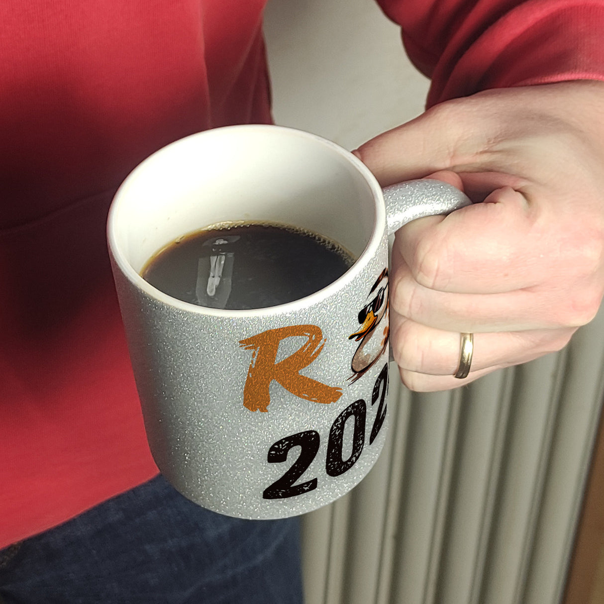 Ente mit Sonnenbrille Kaffeebecher mit Spruch Rente 2024
