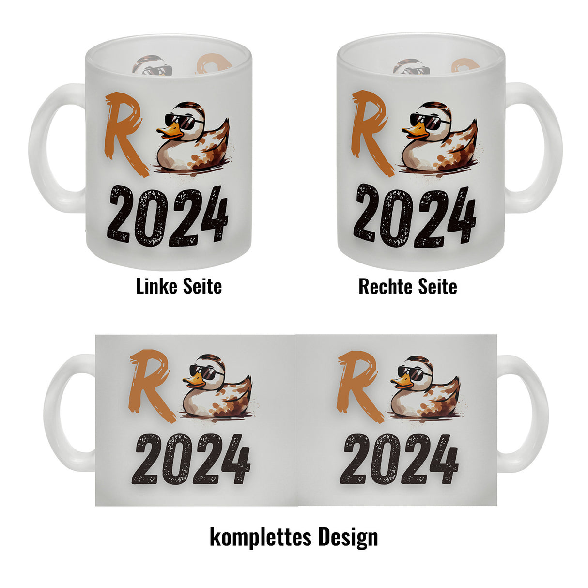 Ente mit Sonnenbrille Kaffeebecher mit Spruch Rente 2024