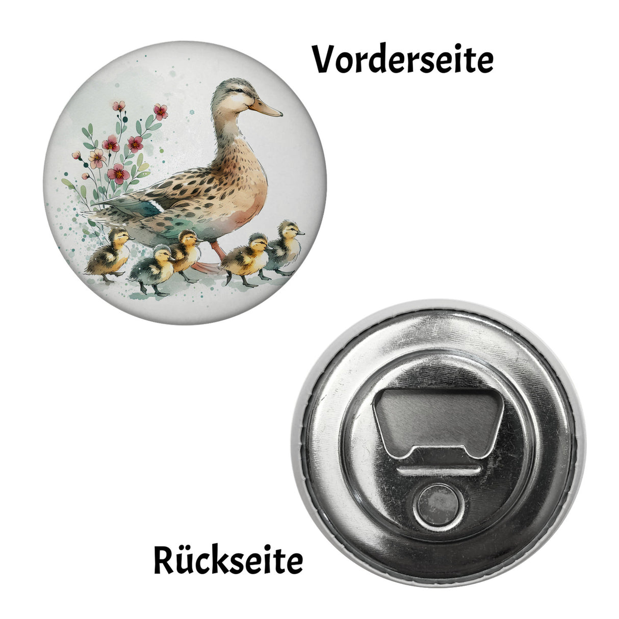 Ente mit Küken Magnet rund