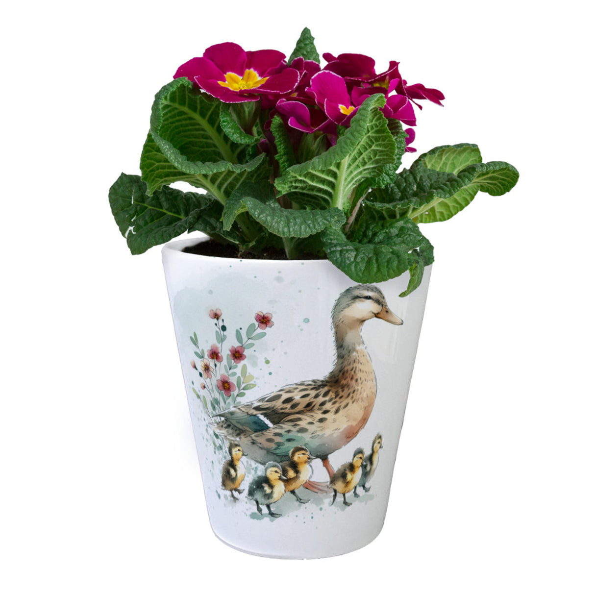 Ente mit Küken Blumentopf