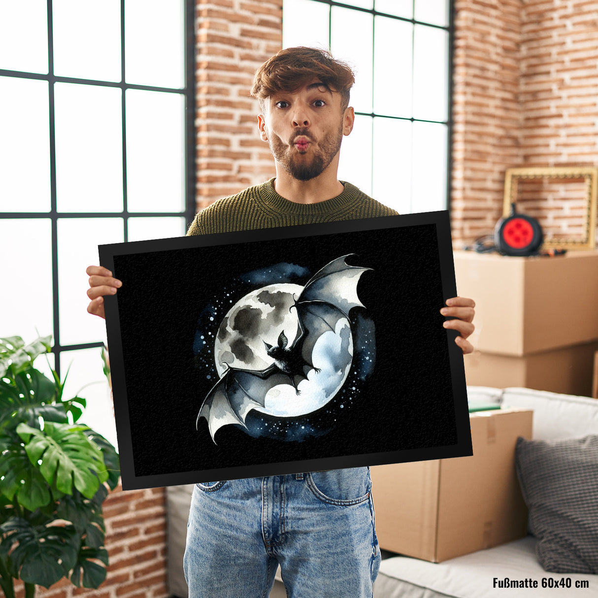 Fledermaus im Mondlicht Fußmatte in 35x50 cm