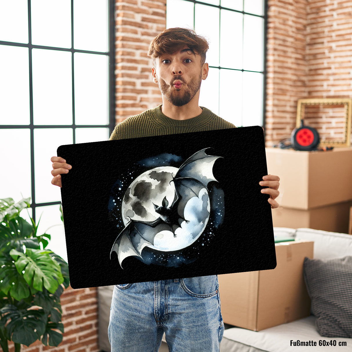 Fledermaus im Mondlicht Fußmatte in 35x50 cm ohne Rand