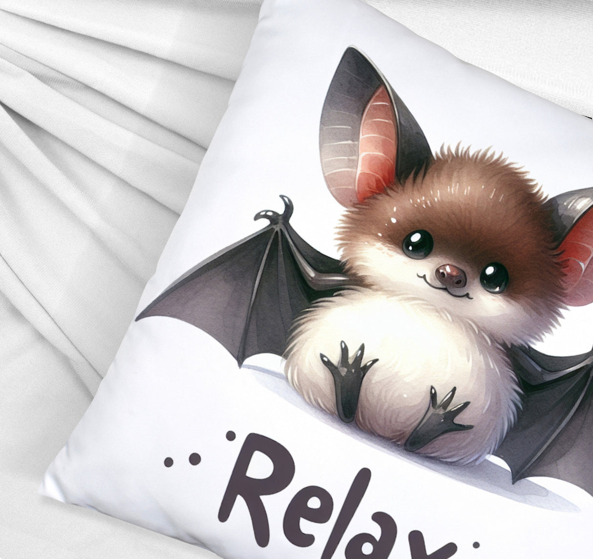 Baby Fledermaus Kissen mit Spruch Relax