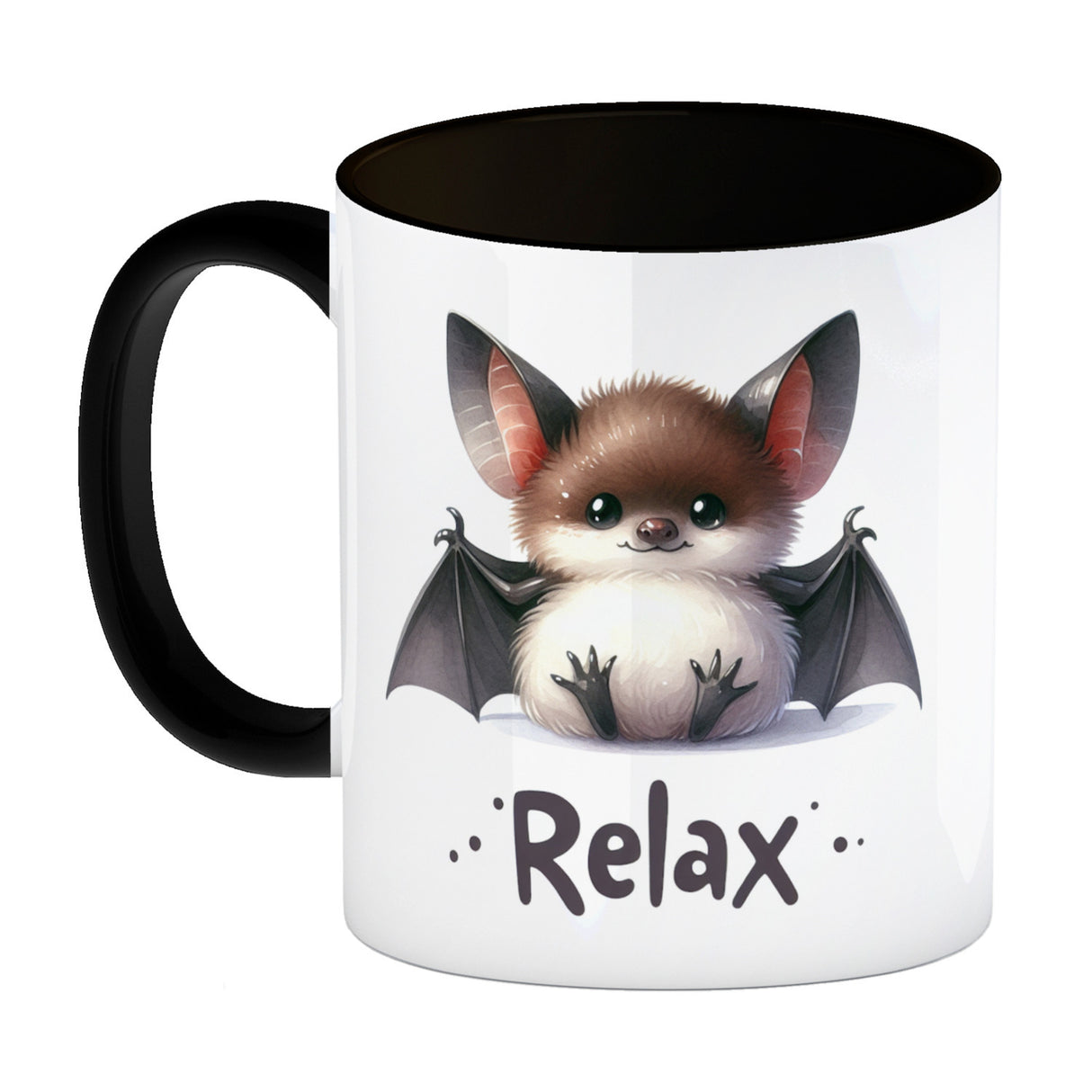 Baby Fledermaus Kaffeebecher mit Spruch Relax