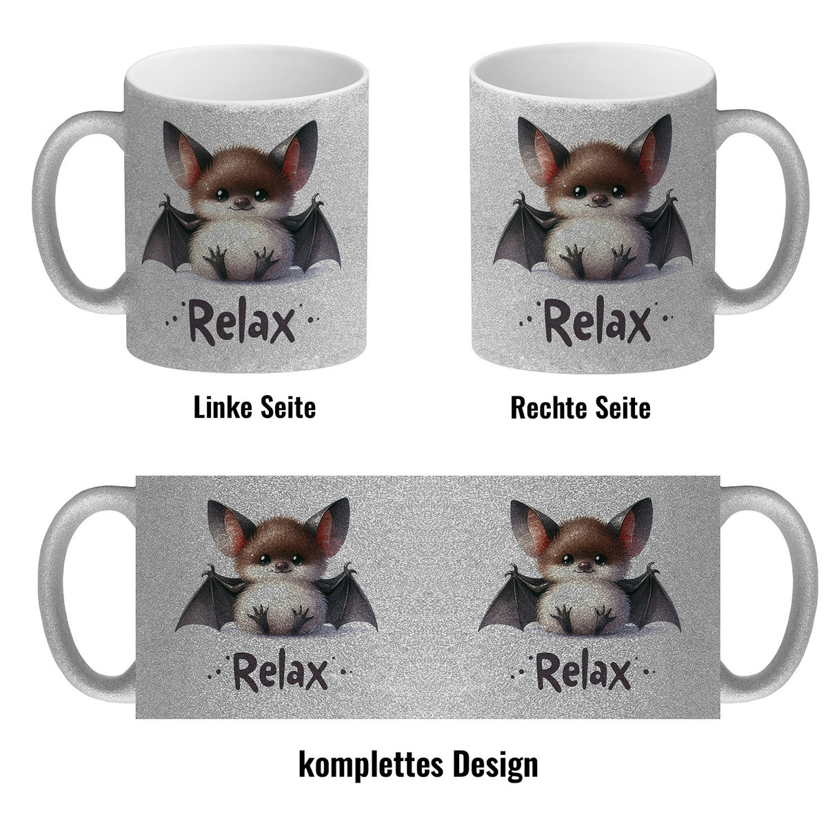 Baby Fledermaus Kaffeebecher mit Spruch Relax