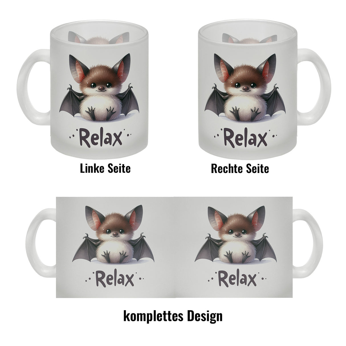 Baby Fledermaus Kaffeebecher mit Spruch Relax