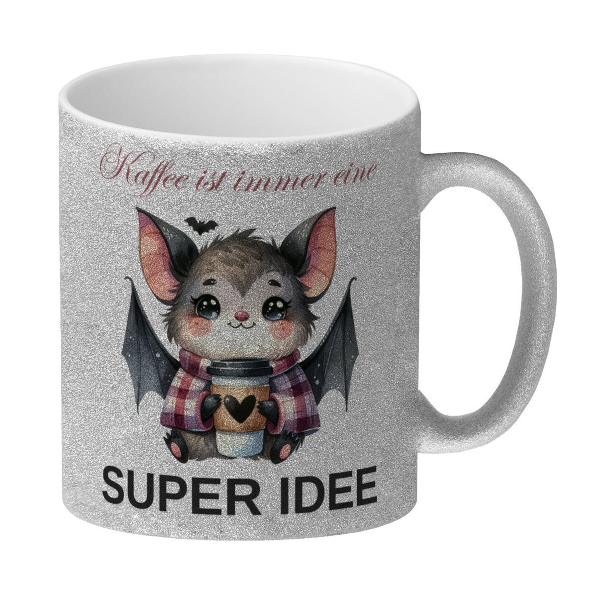 Fledermaus mit Kaffeebecher Kaffeebecher mit Spruch Kaffee ist immer eine super Idee