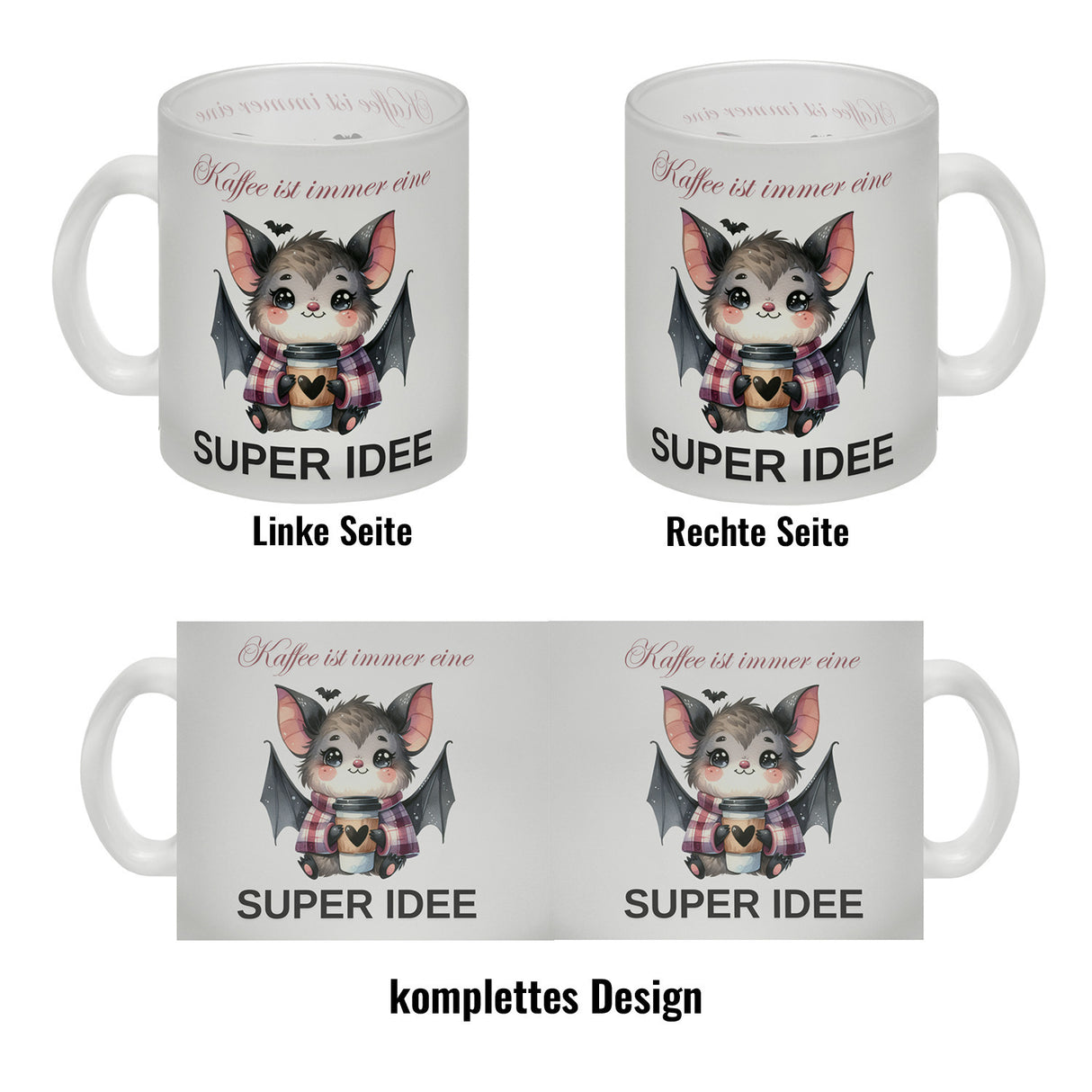 Fledermaus mit Kaffeebecher Kaffeebecher mit Spruch Kaffee ist immer eine super Idee