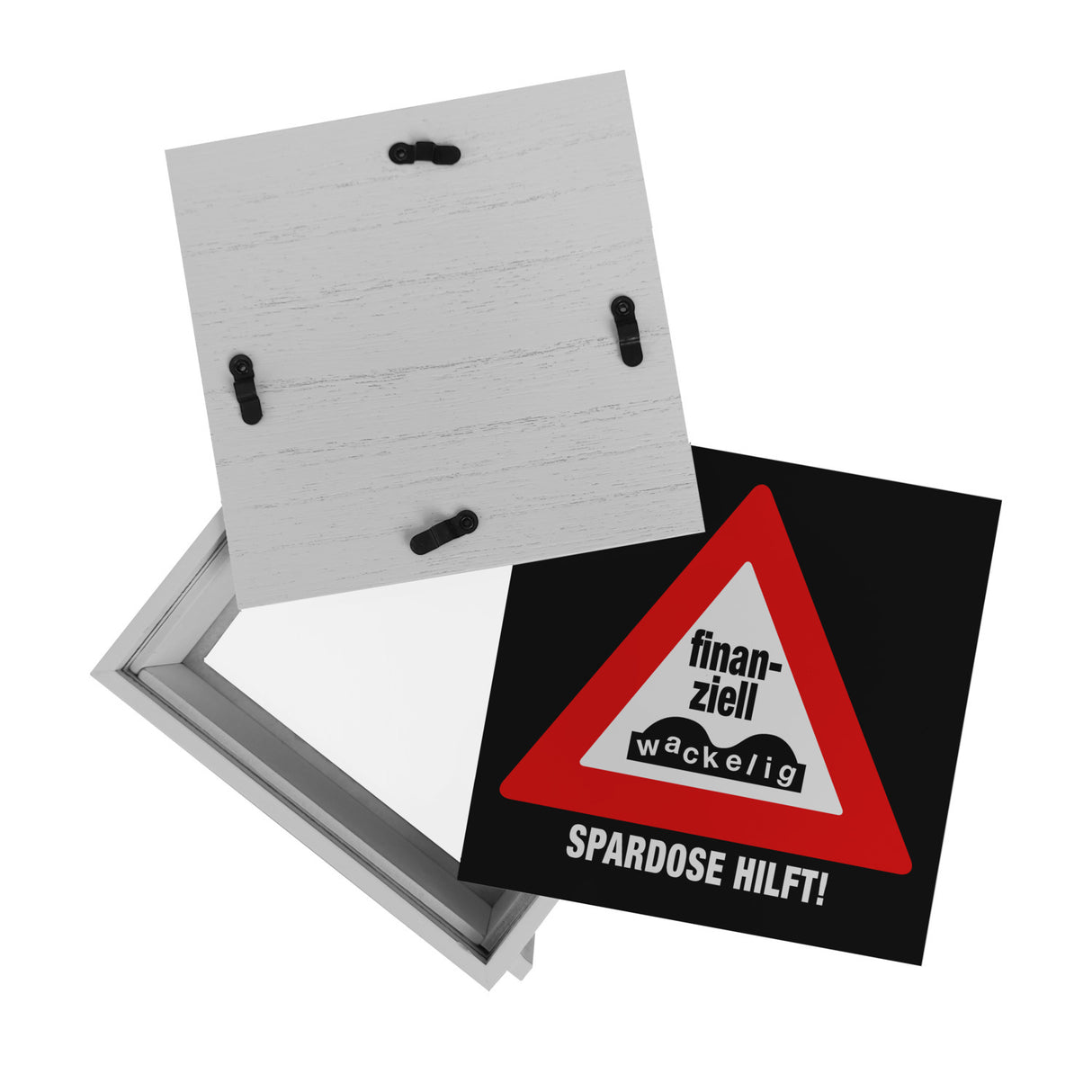 Straßenschild Spardose mit Spruch Finanziell wackelig - Spardose hilft!