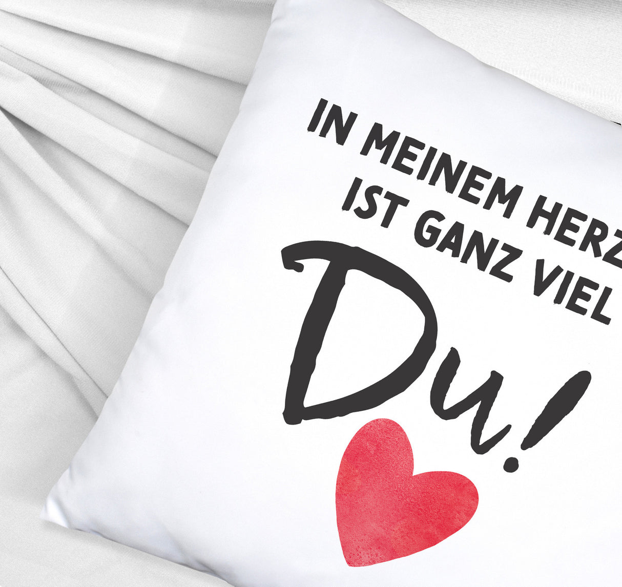 Herz Kissen mit Spruch In meinem Herzen ist ganz viel Du