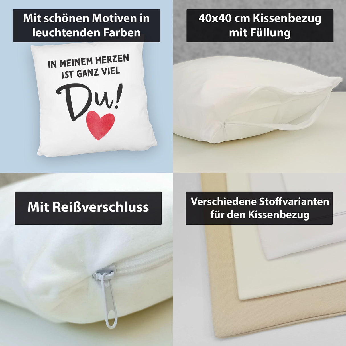 Herz Kissen mit Spruch In meinem Herzen ist ganz viel Du