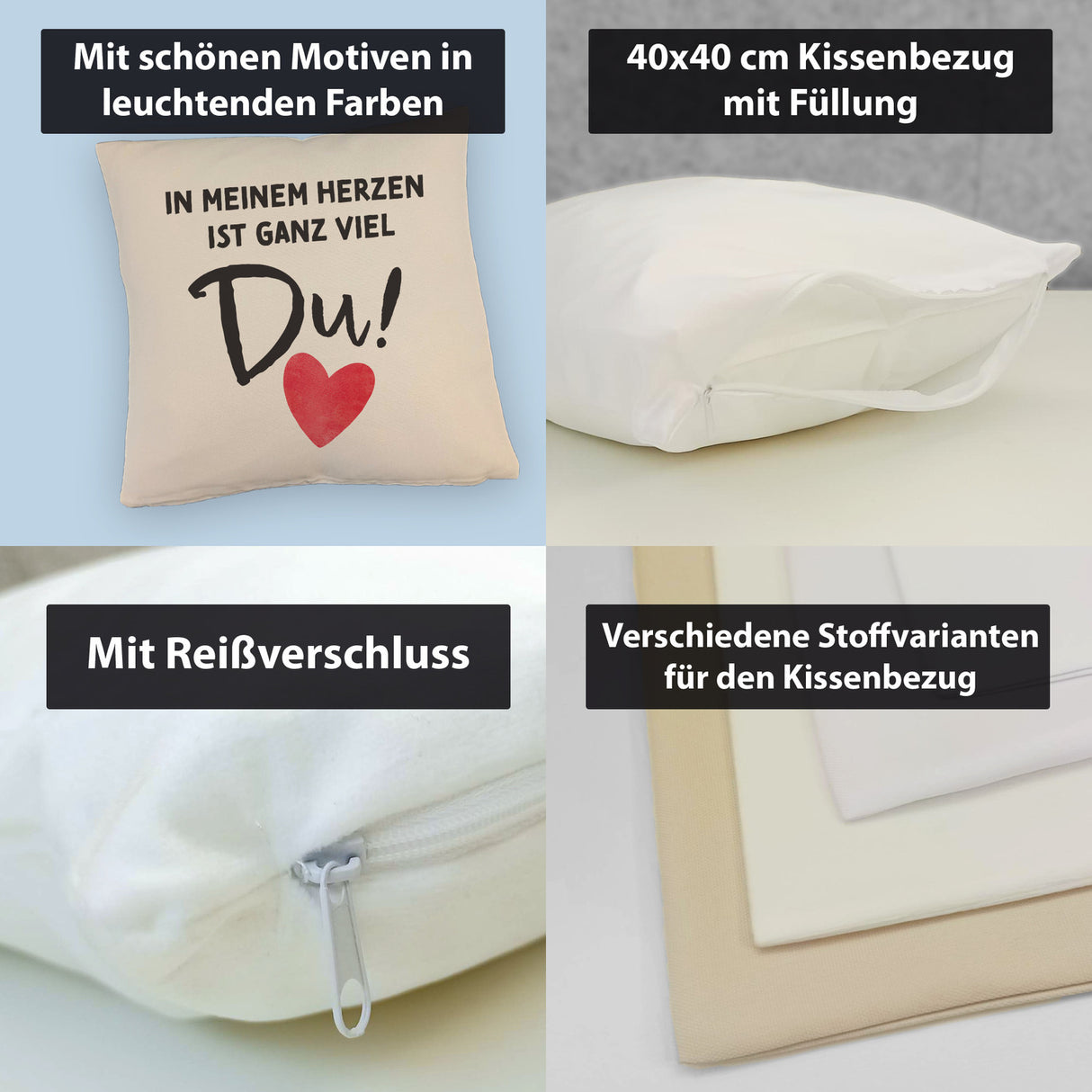 Herz Kissen mit Spruch In meinem Herzen ist ganz viel Du