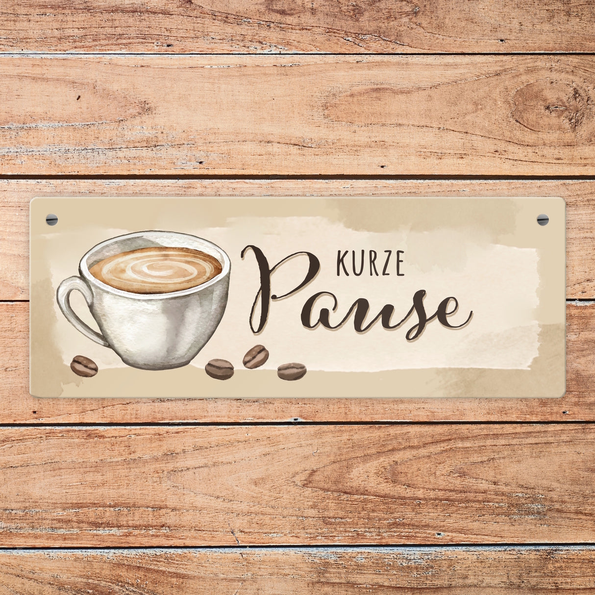 Kaffeetasse Metallschild mit Spruch Kurze Pause