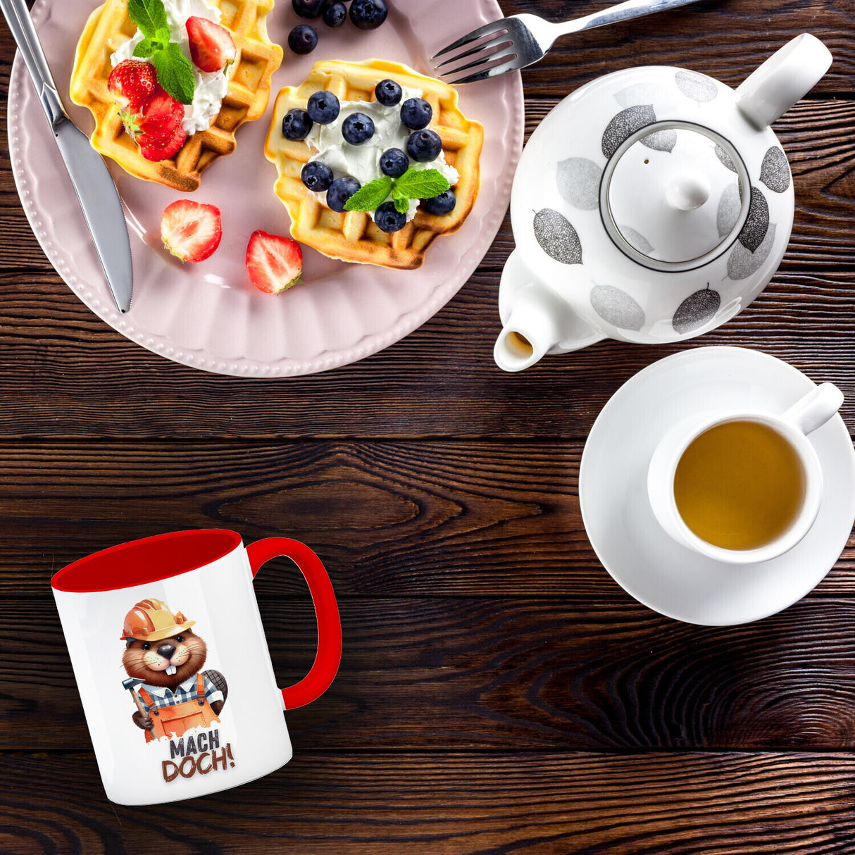 Biber Kaffeebecher mit Spruch Mach doch!