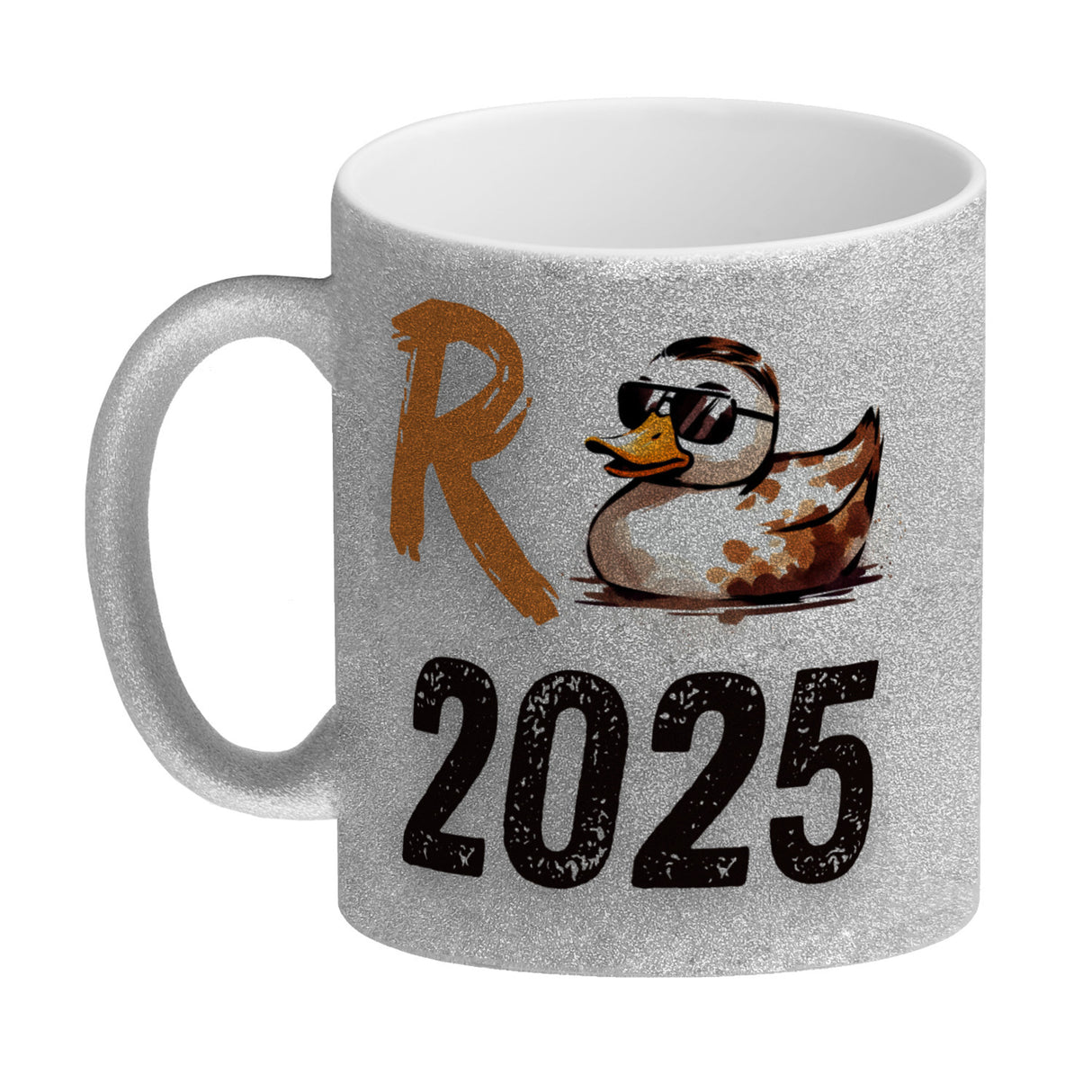 Ente mit Sonnenbrille Kaffeebecher mit Spruch Rente 2025