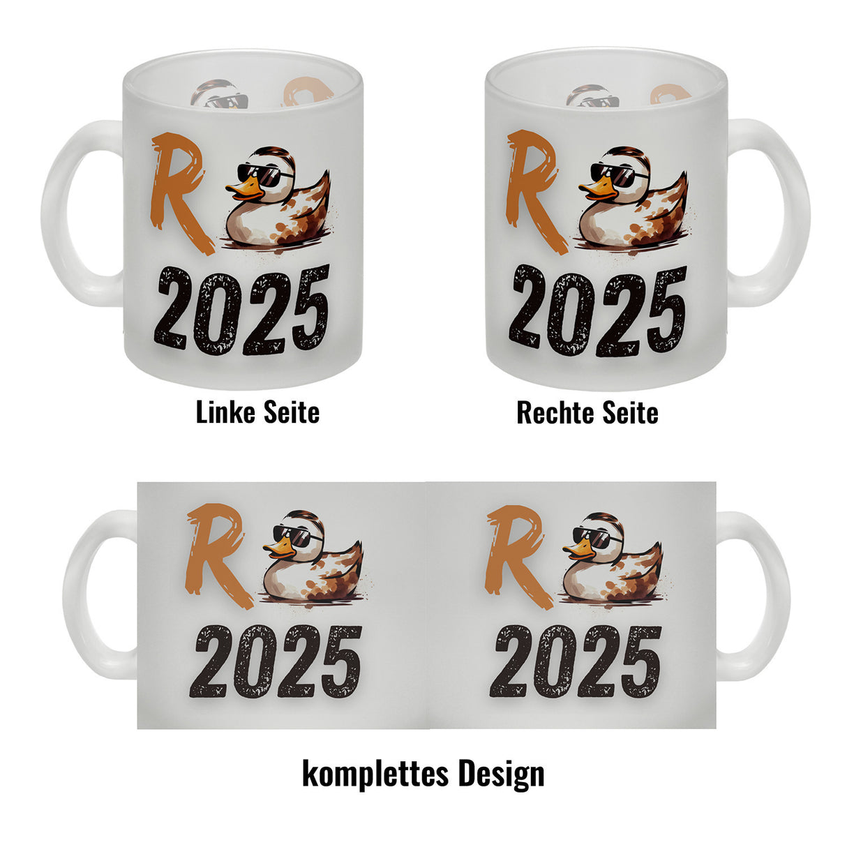 Ente mit Sonnenbrille Kaffeebecher mit Spruch Rente 2025