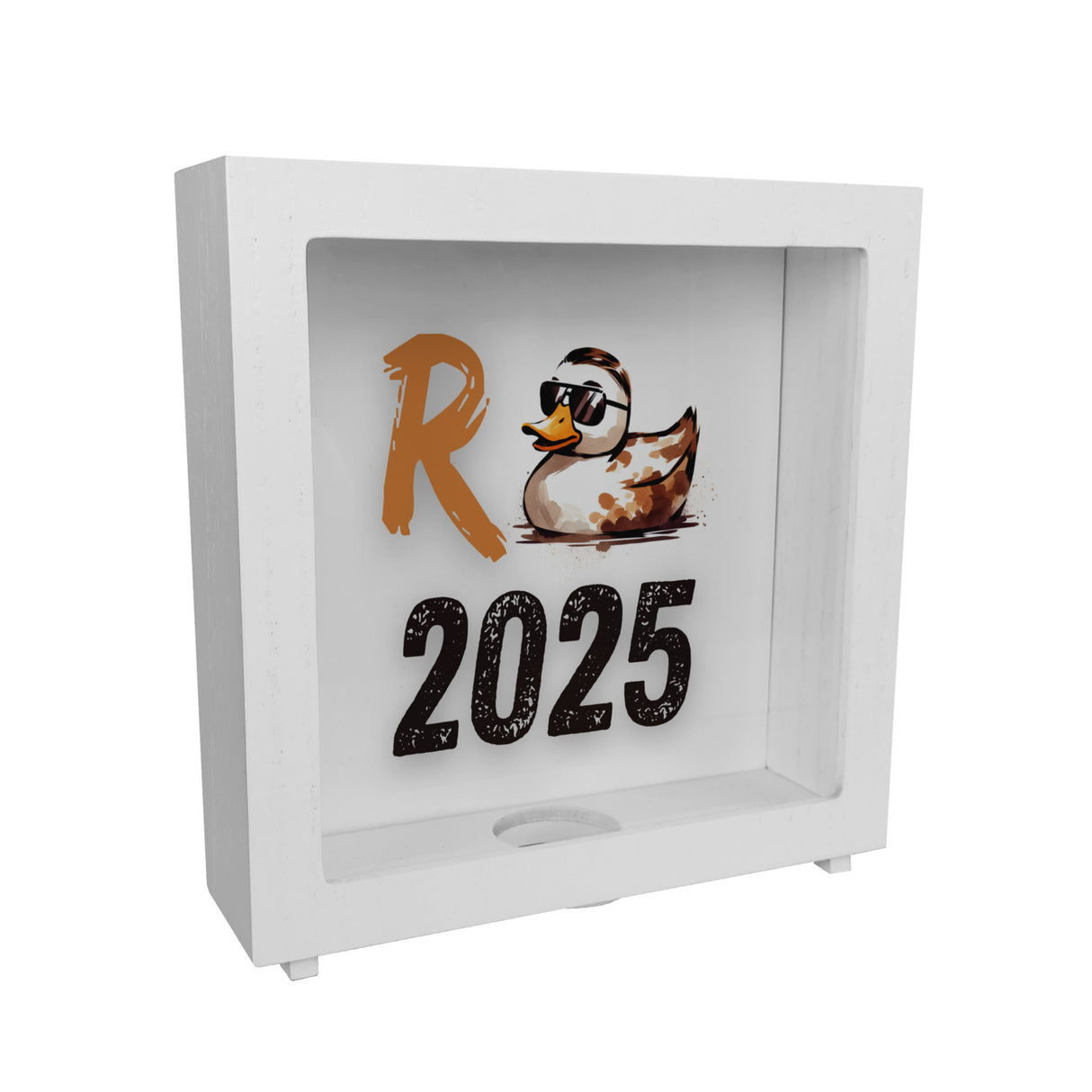 Ente mit Sonnenbrille Spardose mit Spruch Rente 2025