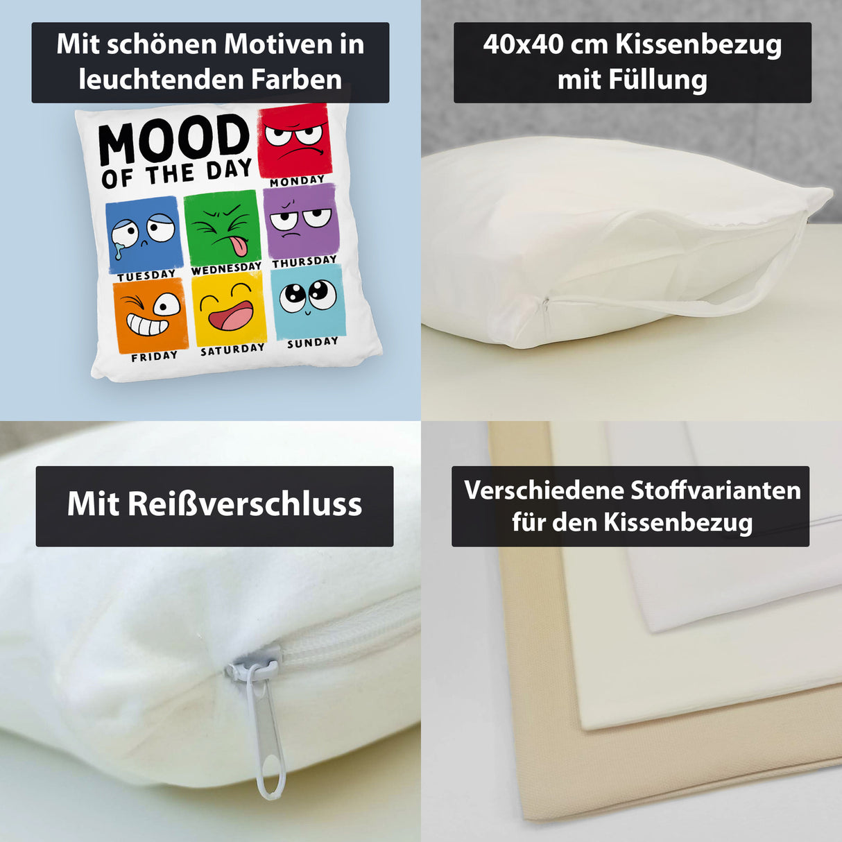 Emotionen Kissen mit Spruch Mood of the Day