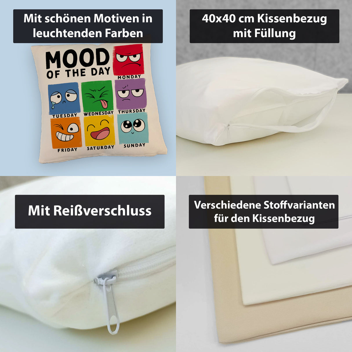Emotionen Kissen mit Spruch Mood of the Day