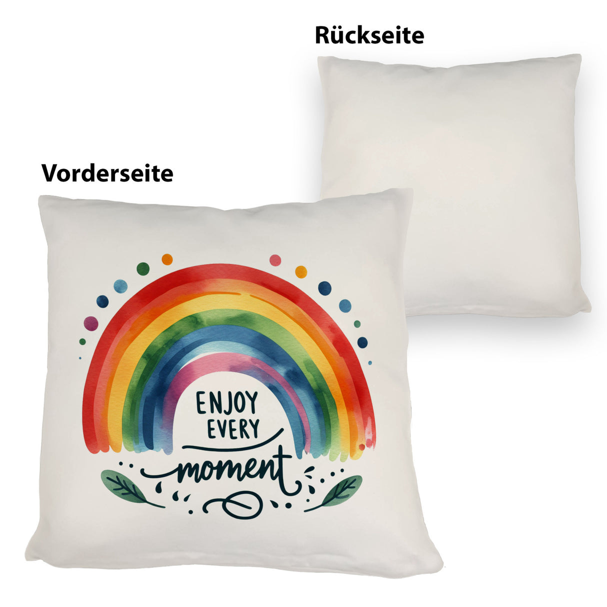 Regenbogen Kissen mit Spruch Enjoy every moment